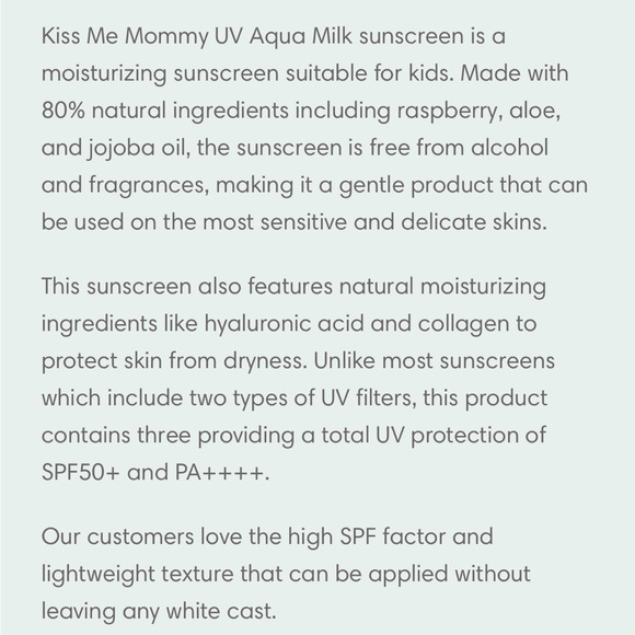 Kiss Me Mommy UV Aqua Milk Sunscreen Isehan SPF 50+ PA++++ Japanese Skincare - Picture 3 of 8
